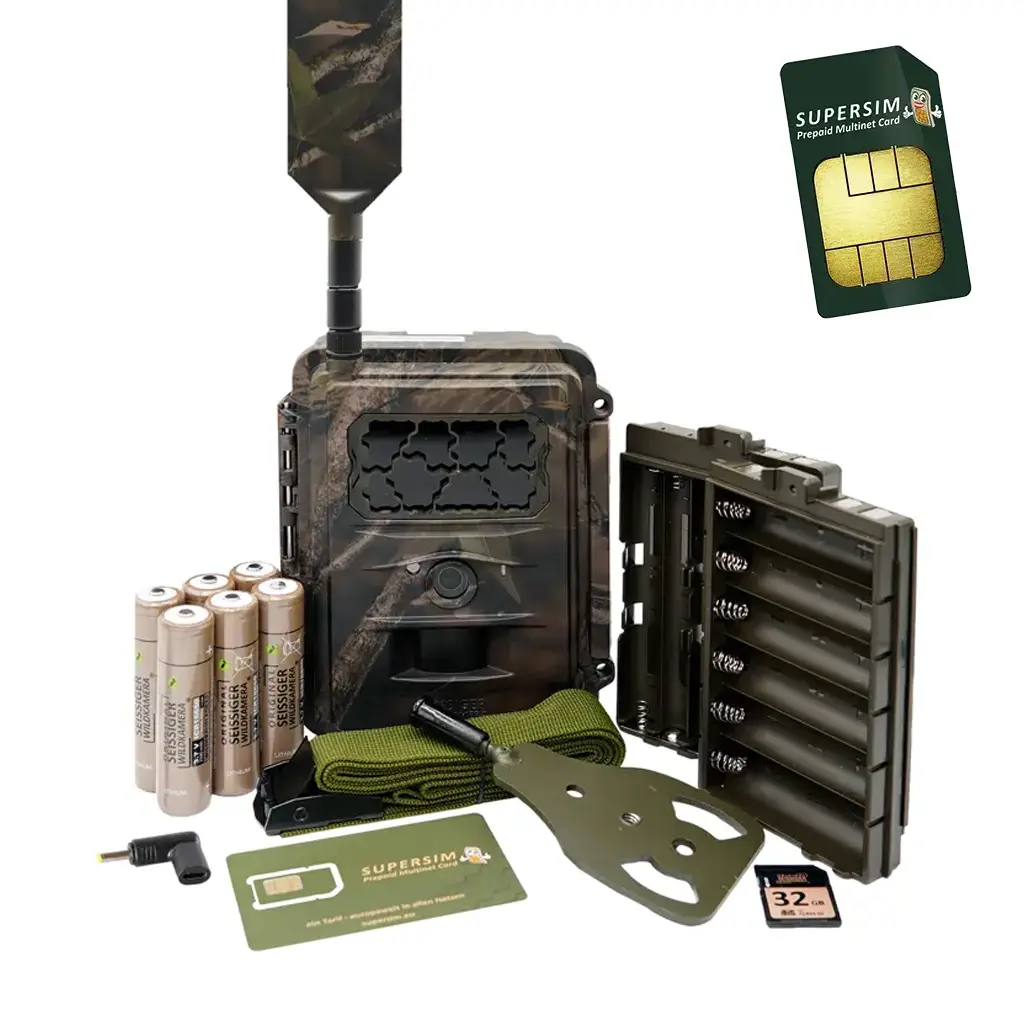 SEISSIGER Base-Cam mit Zubehör, 32-GB-SD-Karte und SUPERSIM Karte SEISSIGER Base-Cam LTE SUPERSIM-Edition – Set inkl. SUPERSIM