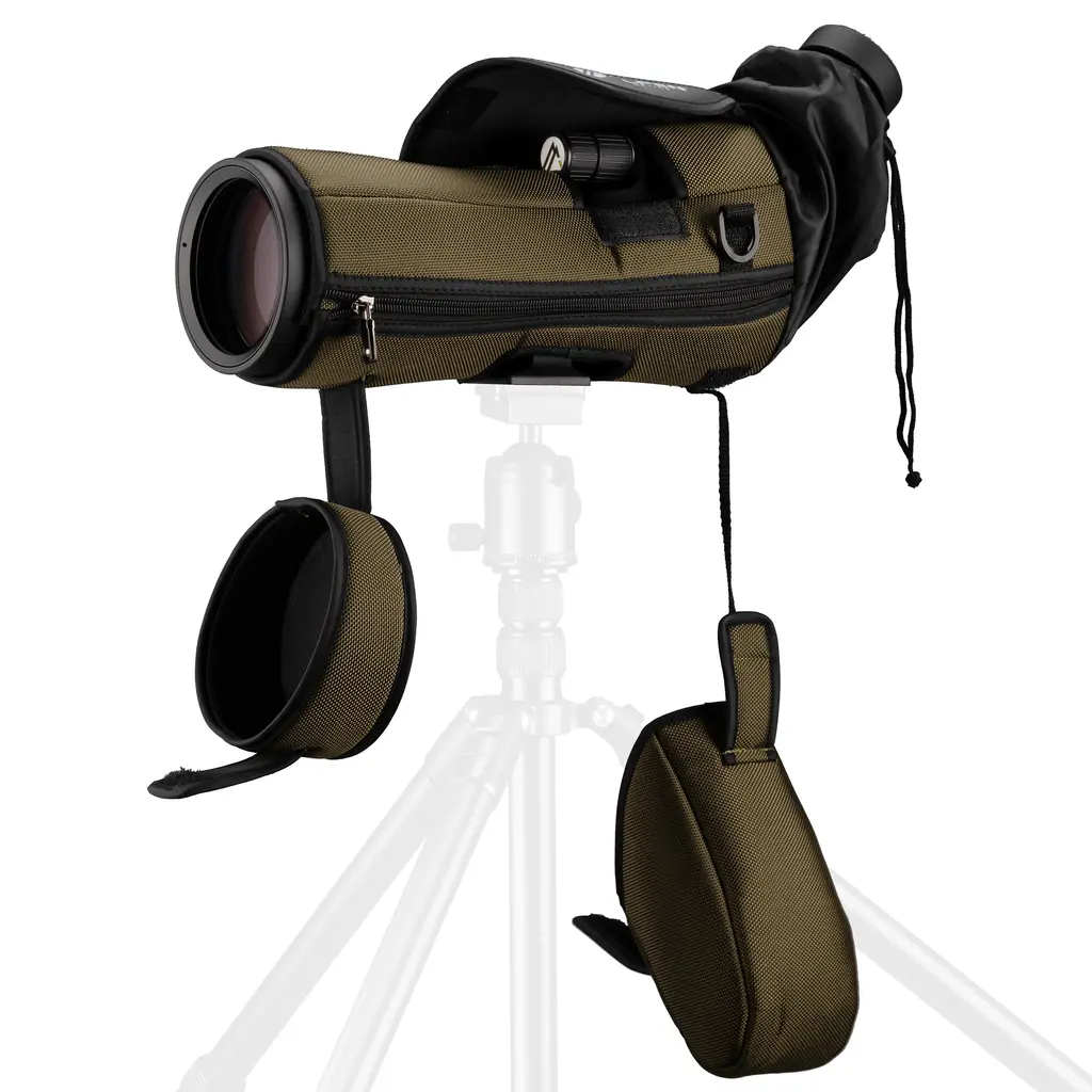 ALPEN OPTICS Apex 20-60x80 Spektiv mit multifunktionaler Nylontasche auf einem Stativ