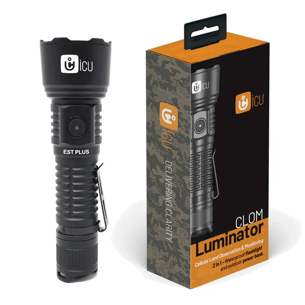 ICU CLOM Luminator | Taschenlampe mit Verpackung (Produktansicht)