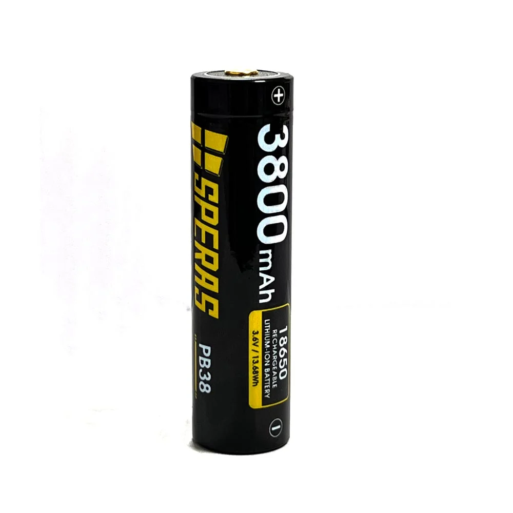 SPERAS PB38 18650 Li-Ion-Akku 3800 mAh in aufrechter Ansicht