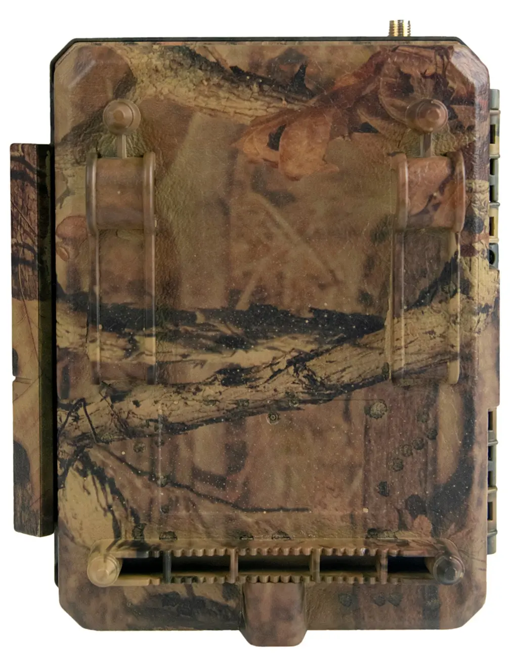 ICU CLOM EasyCam LTE Wildkamera Rückseite mit Montagehalterung und Tarngehäuse