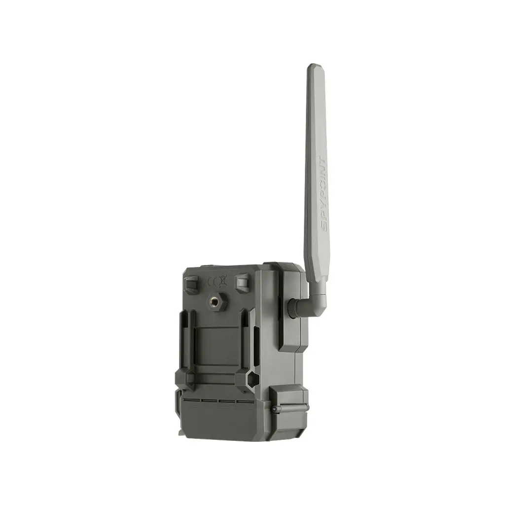 SPYPOINT FLEX-M2 LTE Wildkamera | Schräge Rückansicht mit Antenne