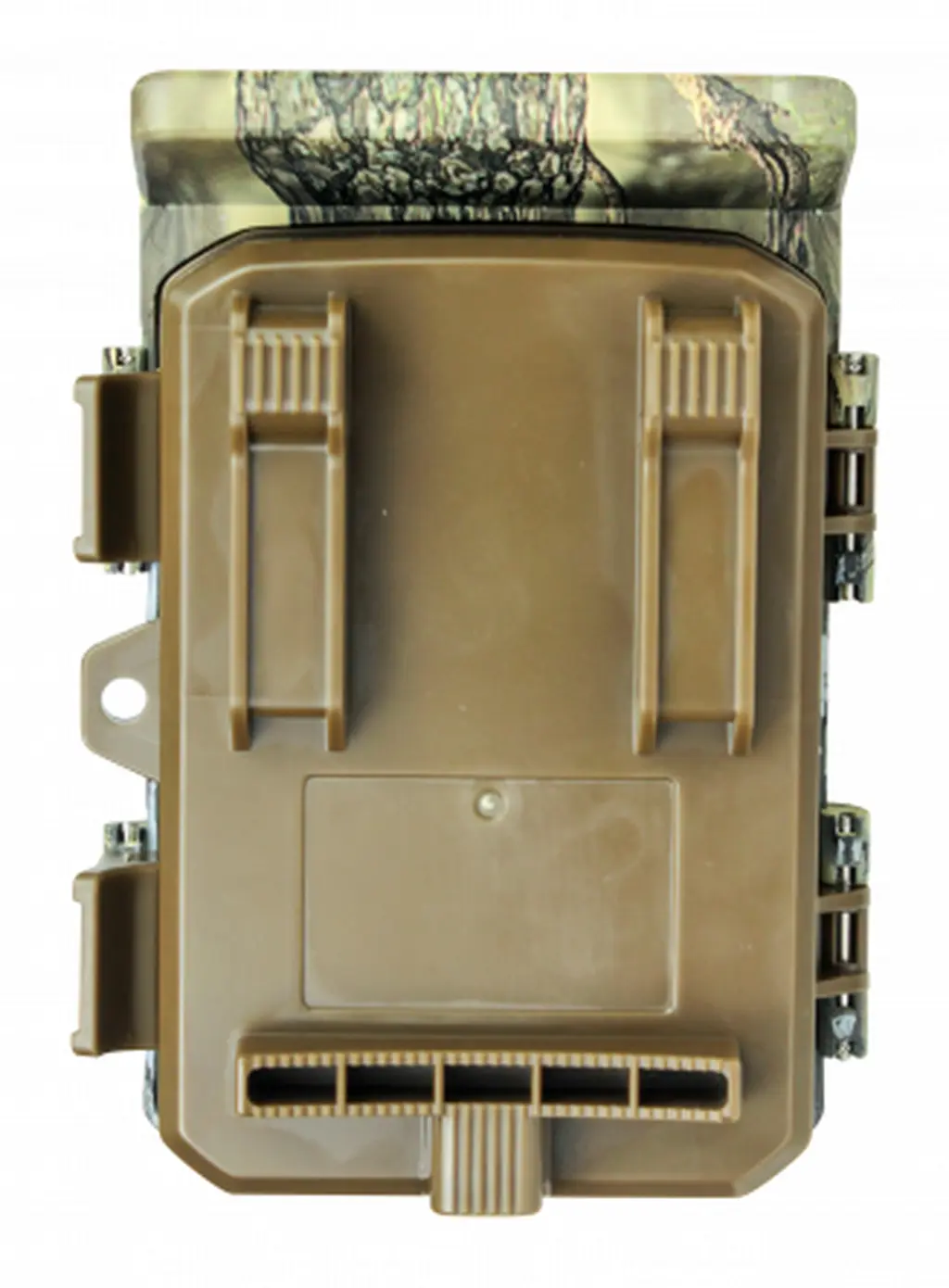 Rückseite der BRAUN Scouting Cam Black300 WiFi Solar 4K Mini mit Gurtführung