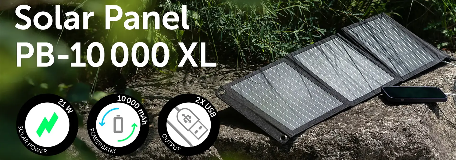 Solar Panel PB-10000 mAh 21W XL mit Powerbank