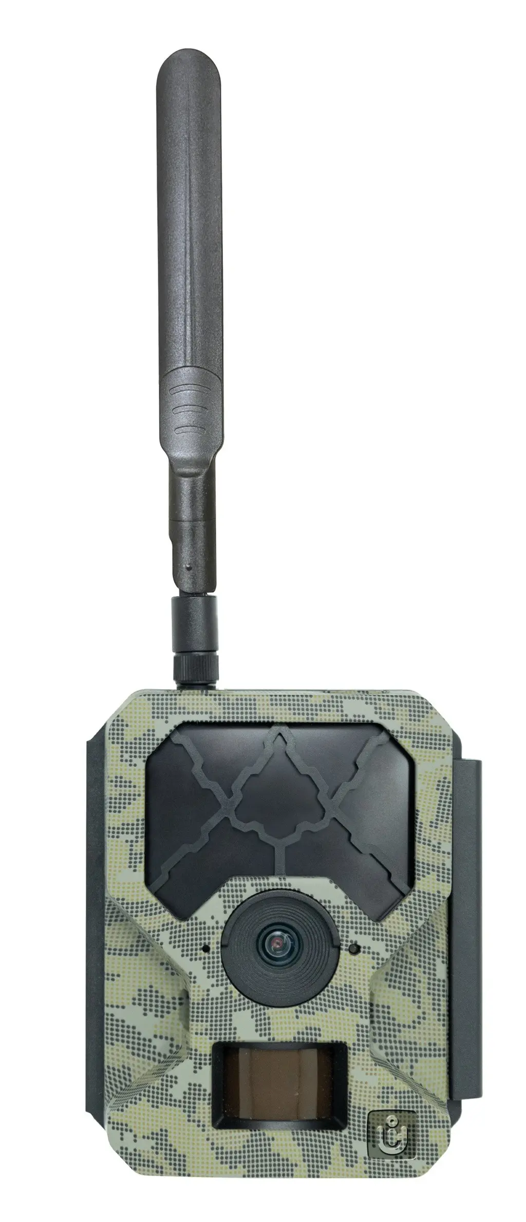 ICU CLOM Cam-S Funk Wildkamera LTE Frontansicht mit montierter LTE Antenne