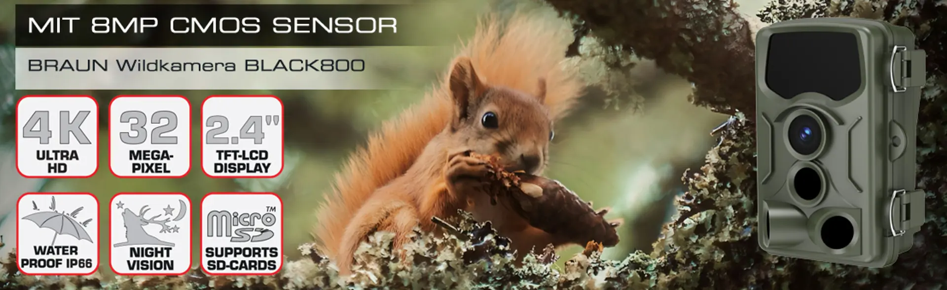 BRAUN Scouting Cam Black800 Wildkamera 4K mit 32 MP und Nachtsicht