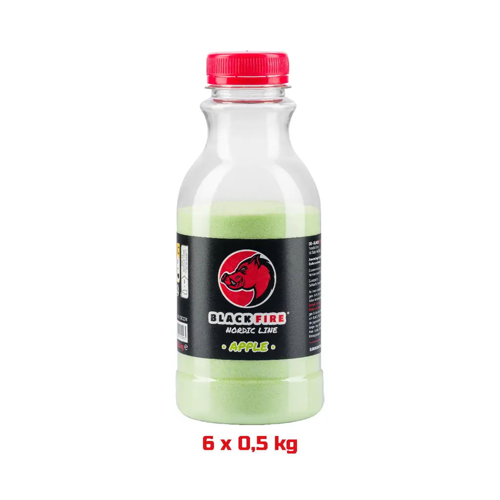 BLACK FIRE - Nordic Line Apple 0,5 Kg 6er Pack Produktansicht mit Flasche