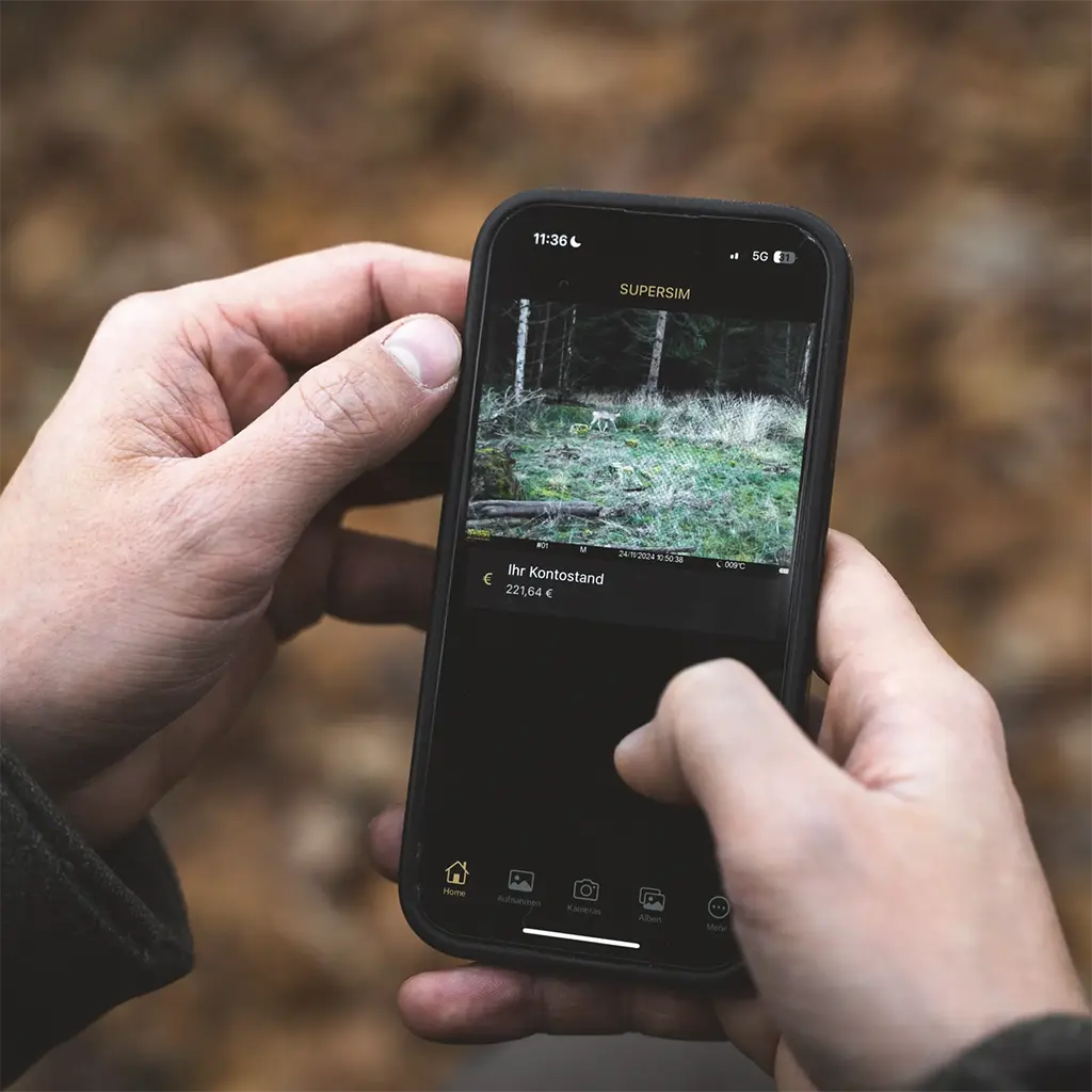 SUPERSIM App Anzeige auf Smartphone mit SEISSIGER Base-Cam LTE