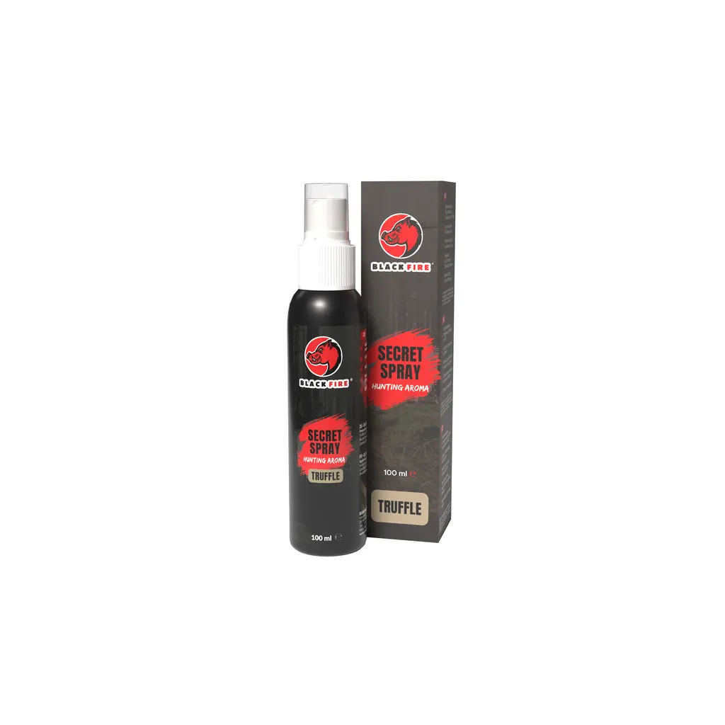 BLACK FIRE - Secret Spray Truffle 100 ml Produktbild mit Sprühflasche und Verpackung