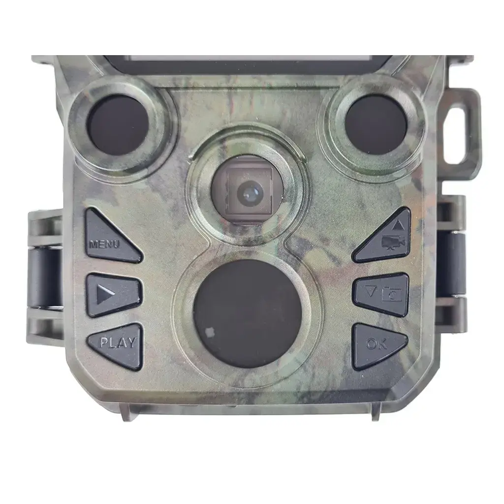 Berger & Schröter Mini 20 MP Wildkamera Detailansicht mit Bedientasten und Objektiv