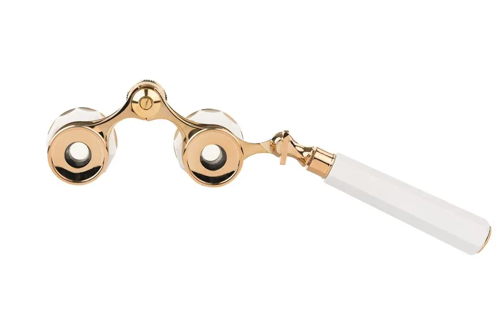 Danubia Opernglas 104 3x25 perlmuttfarben/gold mit Griff