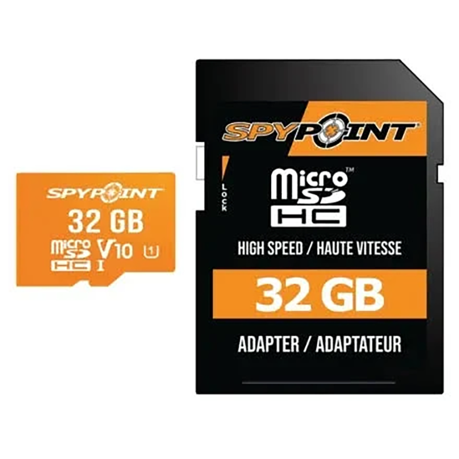 SPYPOINT Micro-SD 32GB Speicherkarte mit SD-Adapter Vorderansicht