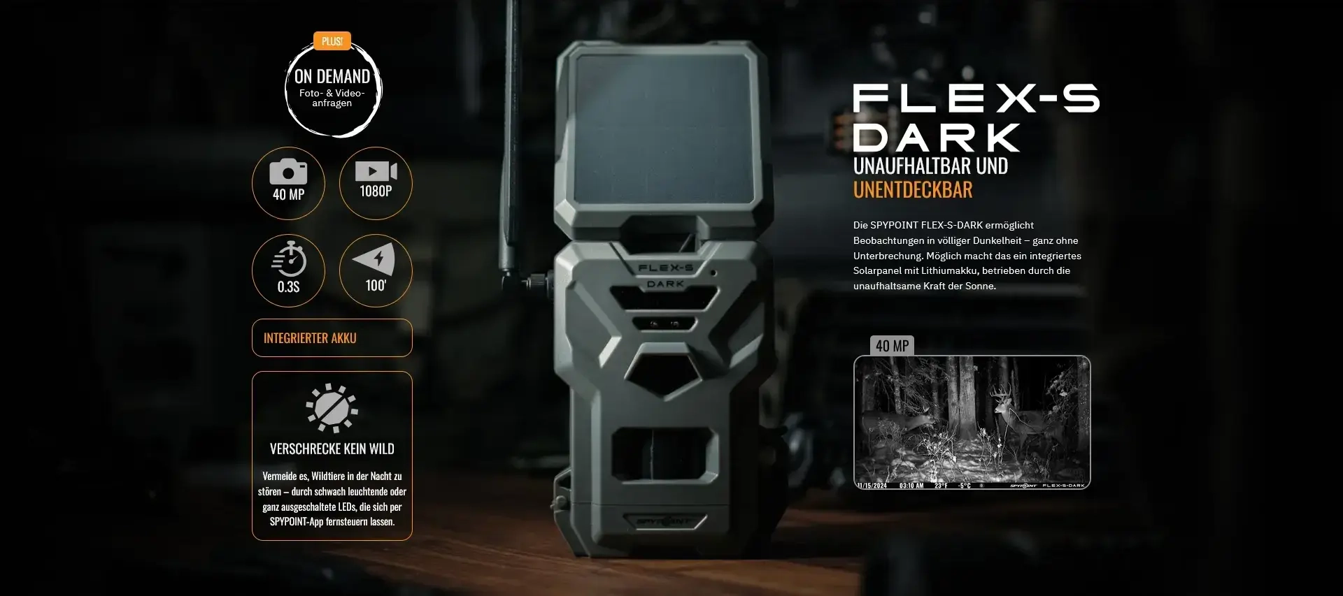 SPYPOINT FLEX-S-DARK - LTE-Wildkamera mit Solarpanel