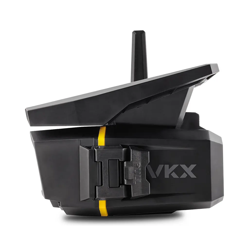 Seitenansicht der Vosker VKX Überwachungskamera mit XL-Solarpanel