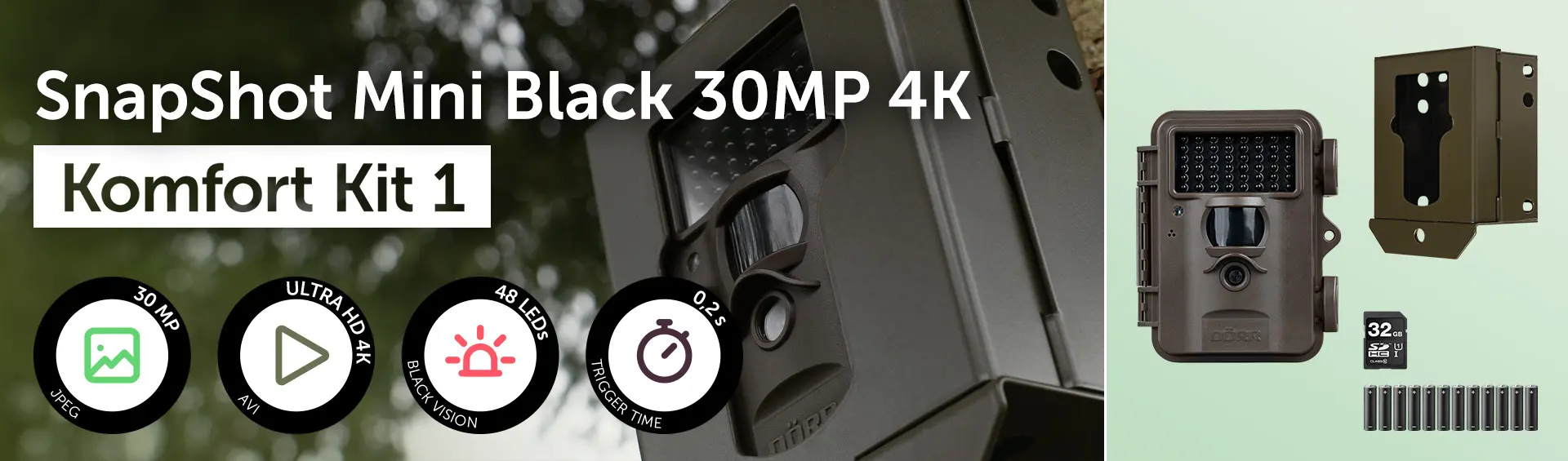 SnapShot Mini Black 30MP 4K Komfort-Set 1