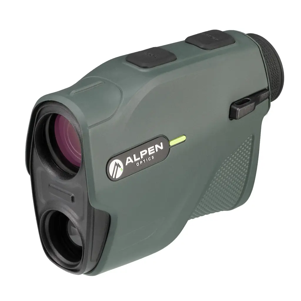 ALPEN OPTICS Crestone XP 7x24 OLED Entfernungsmesser Seitenansicht mit Bedientasten und Objektiv