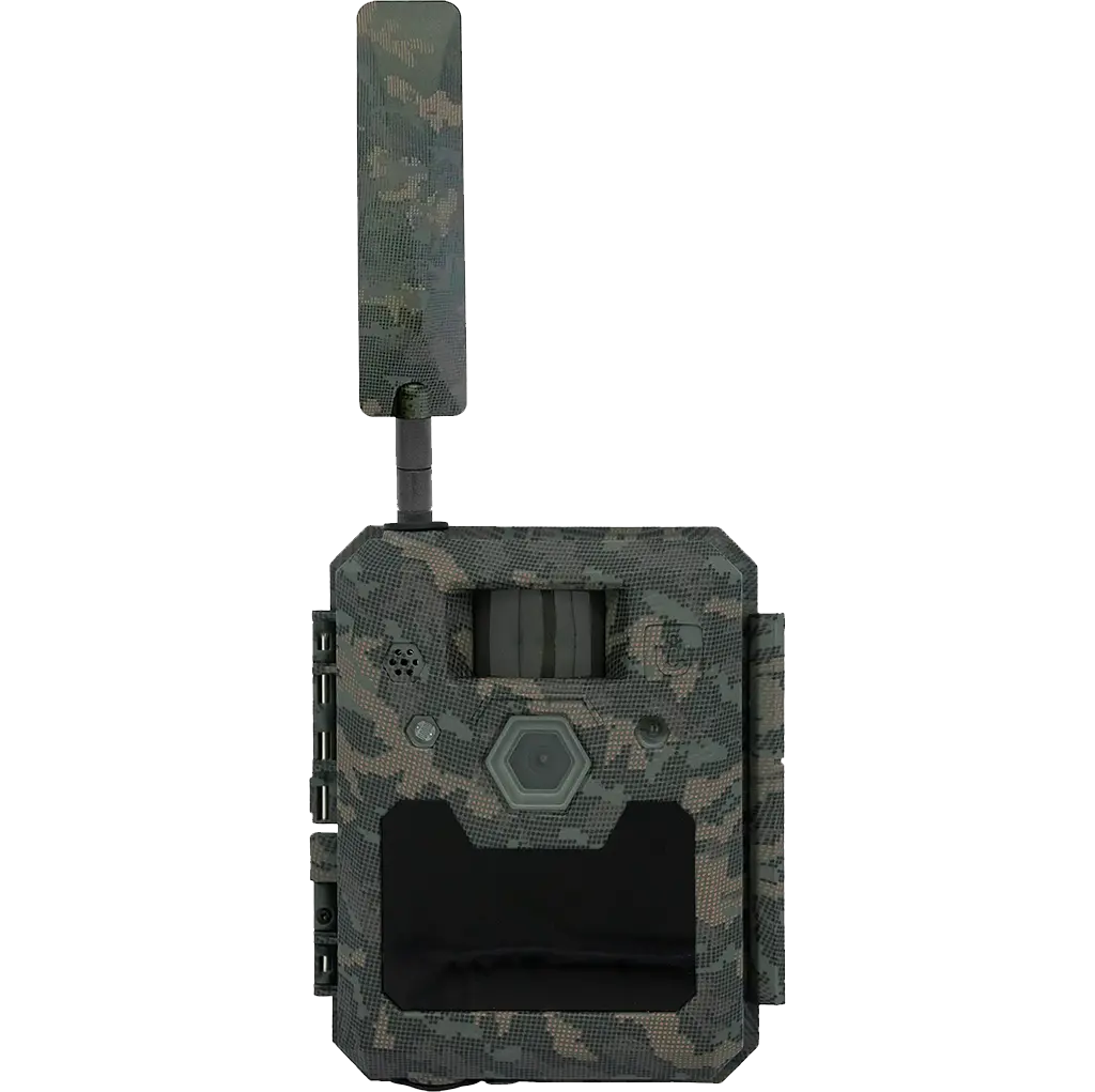 ICU CLOM Cam 6 LTE Wildkamera mit ausgefahrener LTE Antenne in Frontansicht