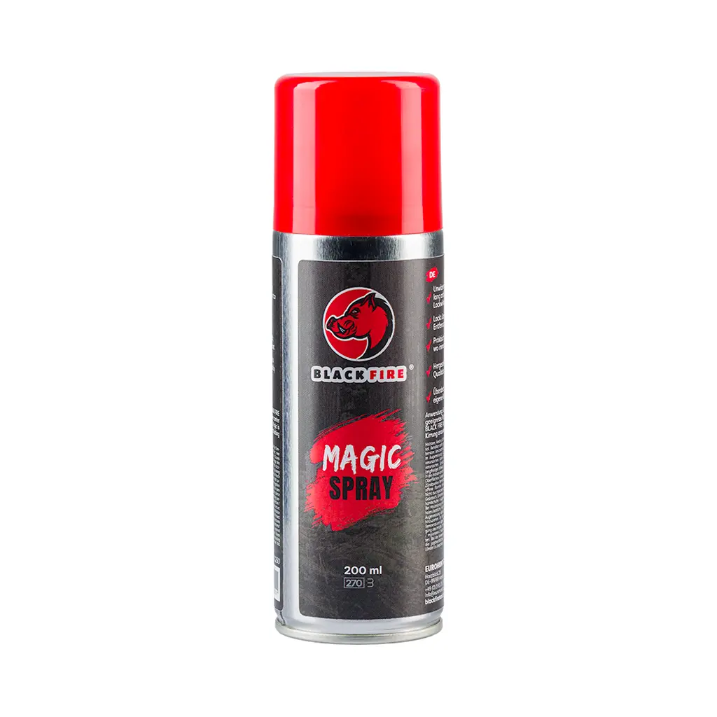 BLACK FIRE MAGIC SPRAY 200ml Frontansicht der Sprühdose mit roter Kappe