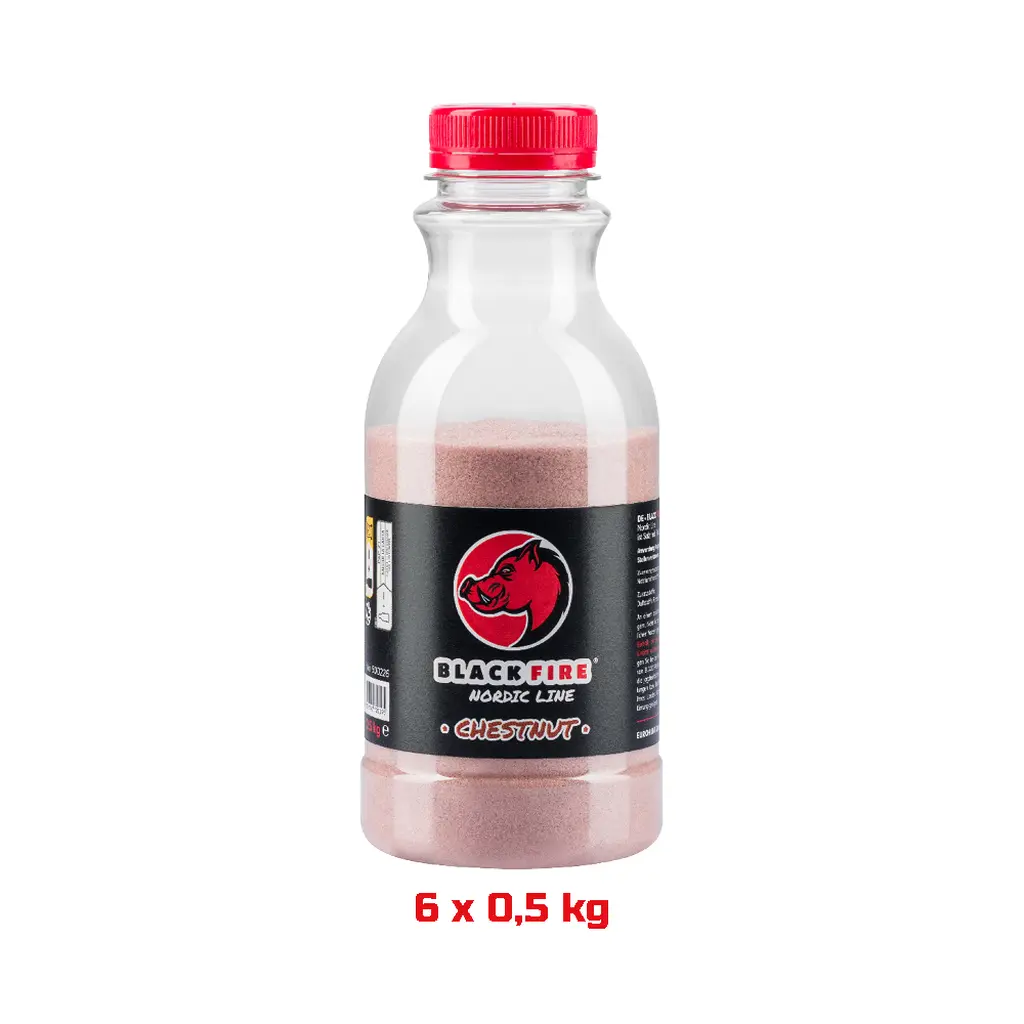 BLACK FIRE Nordic Line Chestnut 0,5 kg 6er Pack Produktflasche mit 6 x 0,5 kg Hinweis