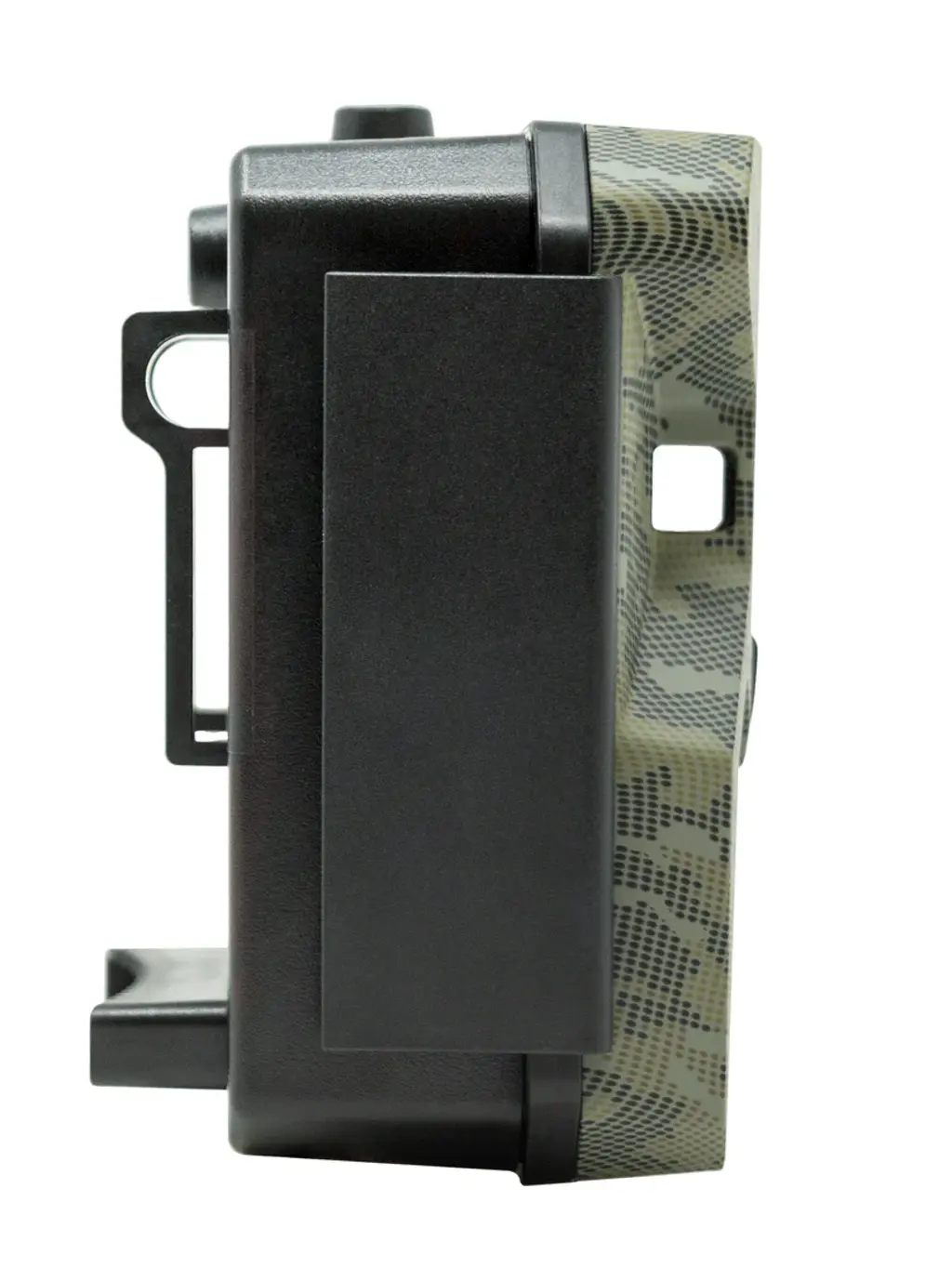 ICU CLOM Cam-S Funk Wildkamera LTE Seitenansicht mit Befestigungshalterung