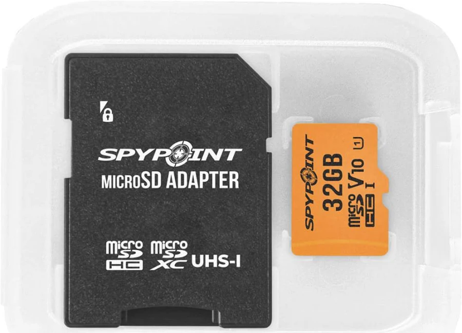SPYPOINT Micro-SD 32GB mit SD-Adapter in transparenter Kunststoffbox