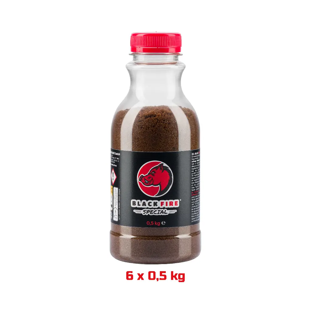 BLACK FIRE - Special 0,5 Kg 6er Pack Produktflasche mit 6 x 0,5 kg Hinweis