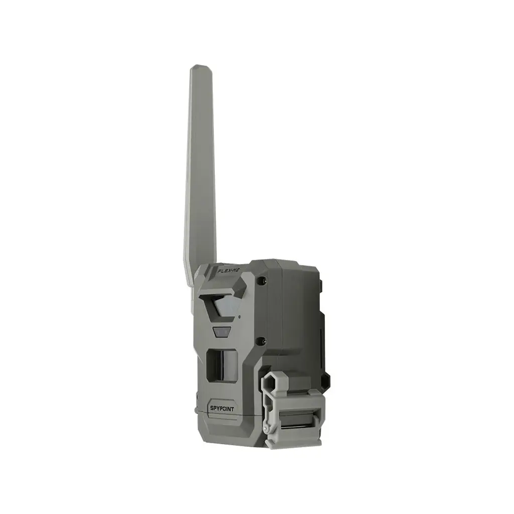 SPYPOINT FLEX-M2 LTE Wildkamera | Schräge Seitenansicht mit Antenne