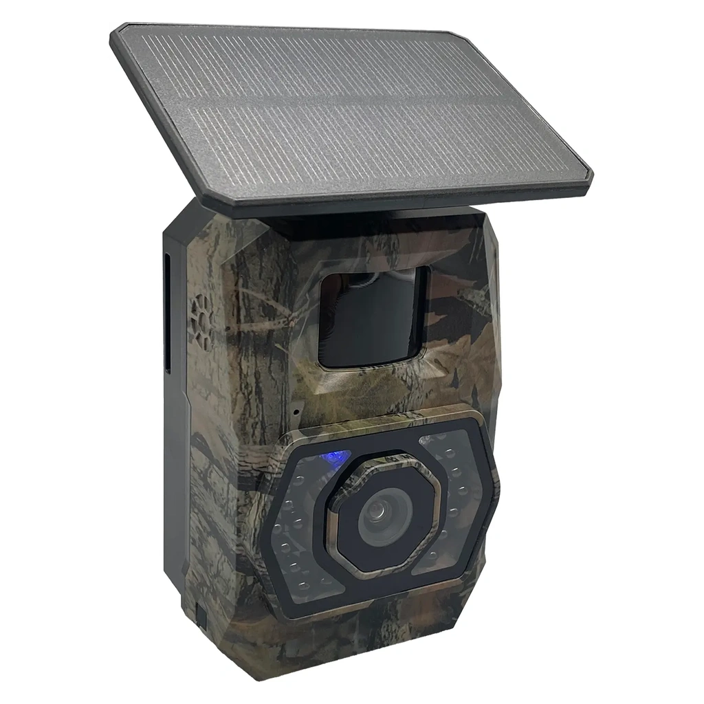 Berger & Schröter Mini WiFi Wildkamera 48 MP mit Solar Panel schräge Frontansicht
